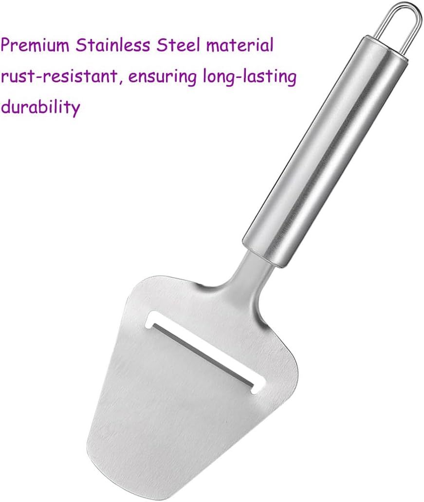 Stainless Steel Handheld Cheese Slicer with Ergonomic Non-Slip Round Handle, Multi-Functional Cheese Cutter for Effortless Slicing of Cheese, Butter, Cake and More