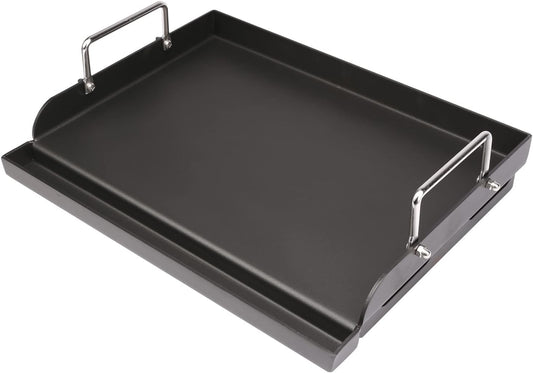 Utheer 17" x 13" Nonstick Coating Cooking Griddle for Gas Grill, Universal Griddle Flat Top Plate Insert with Grease Groove and Removable Handles for Charcoal/Gas Grills, Camping, Tailgating, Parties