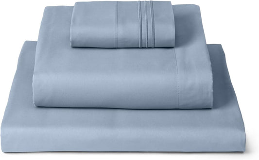 Mellanni Twin Sheets Set - 3 PC Iconic Collection Bedding - Hotel Luxury, Extra Soft, Cooling Bed Sheets - Wrinkle, Fade, Stain Resistant (Twin, Blue Hydrangea)