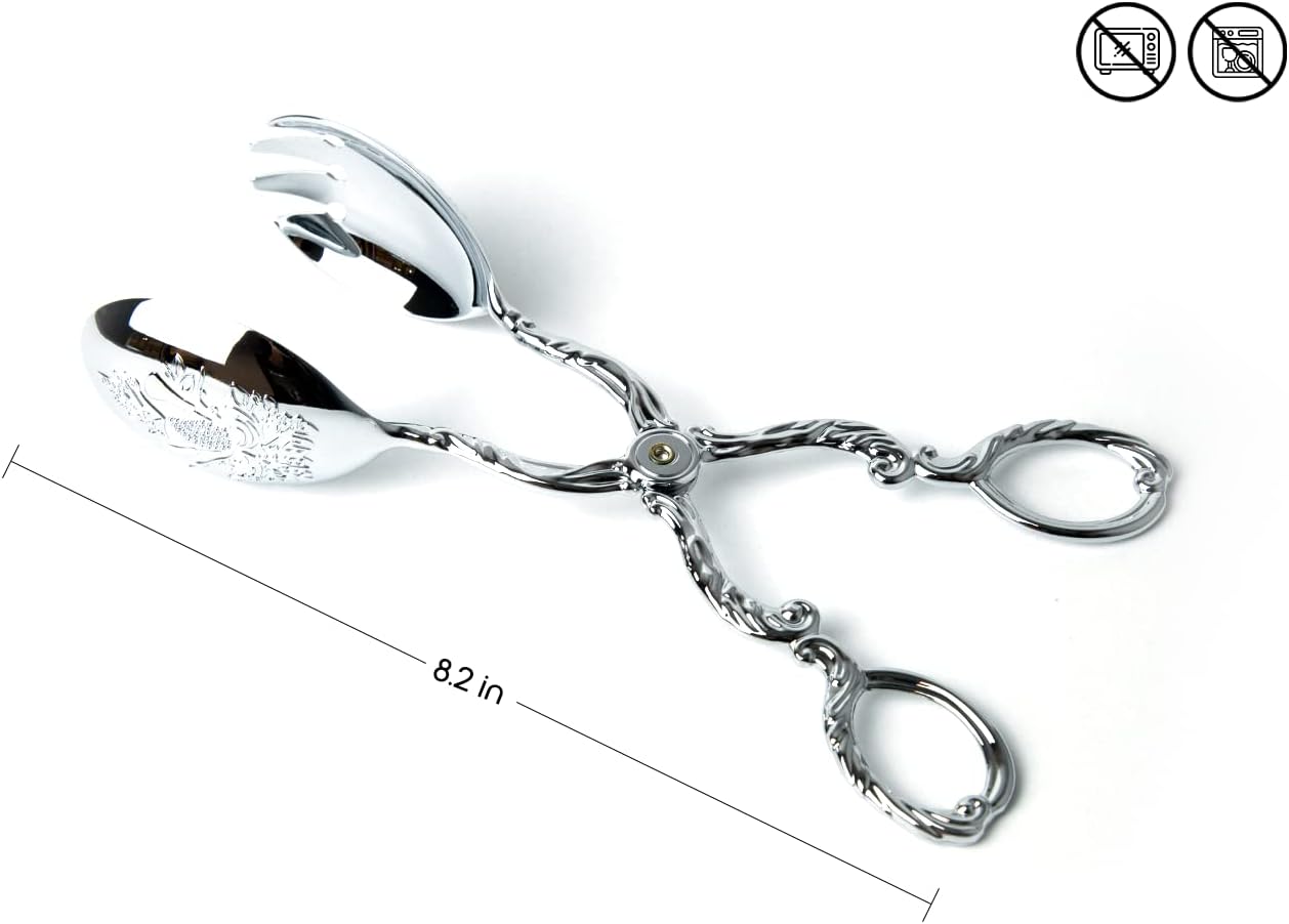 Regent Stainless Steel Salad Tong, Cooking Tongs Bread Tongs, Multifunctional Scissors Serving Tong for Vegetables, Salads, Meat, Desserts, Appetizers, Steaks, Etc. (Silver)