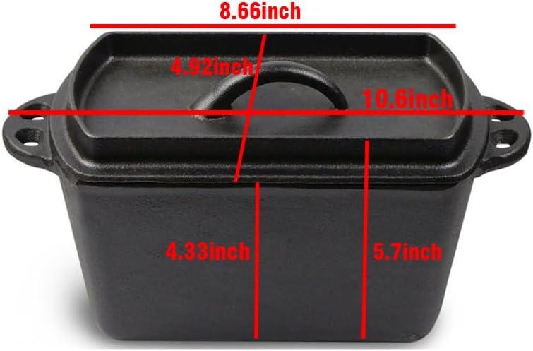 Voulosimi Cast Iron Loaf Oven Pan - 4.33"x4.92"x8.66" Durable Loaf Pans Rectangular Baking Pan for home baking (Bread Pan, 2 QT)