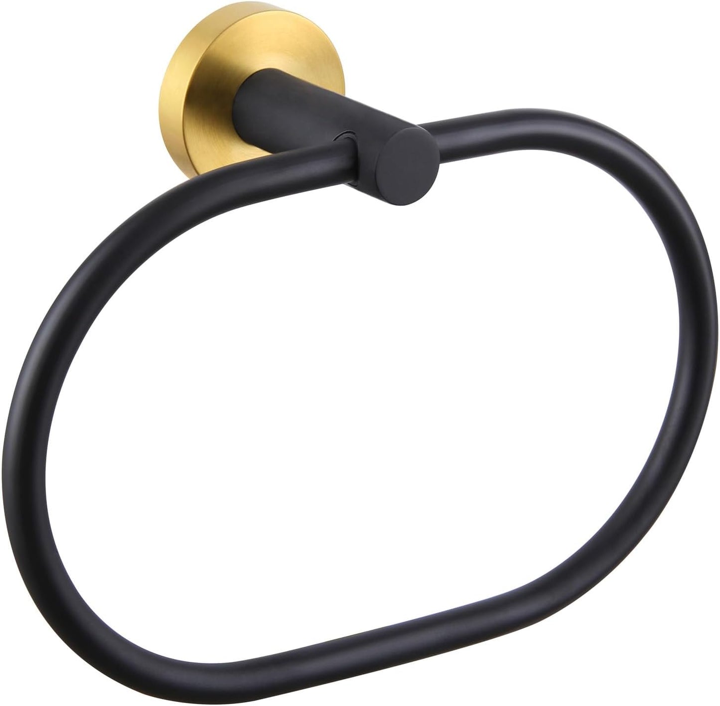 Suyar Towel Ring, Stainless Steel Hand Towel Holder for Bathroom Wall, Oval Shape, Gold and Black