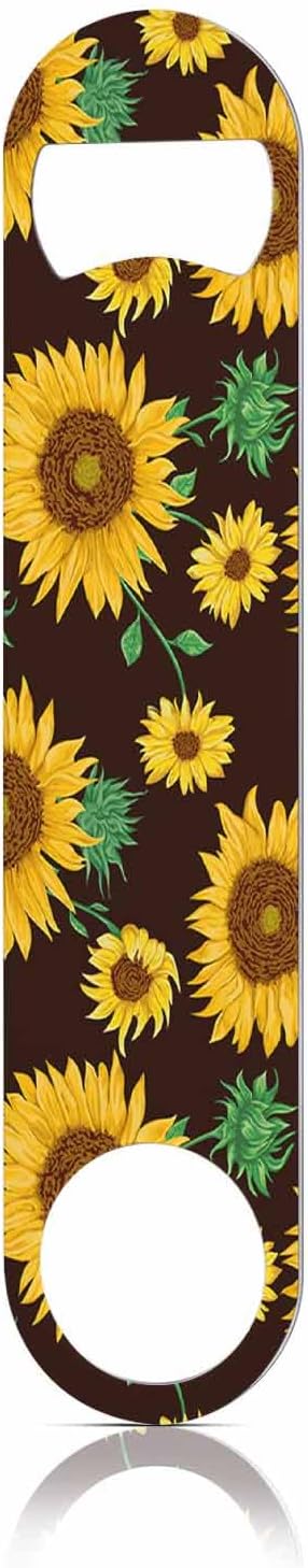 Watercolor Sunflowers Stainless Steel Bottle Opener Flowers Buds and Leaf Floral Plant Vintage Style Flat Beer Bottle Opener Keychain for Home Kitchen Bar Restaurant Party Birthday Gift