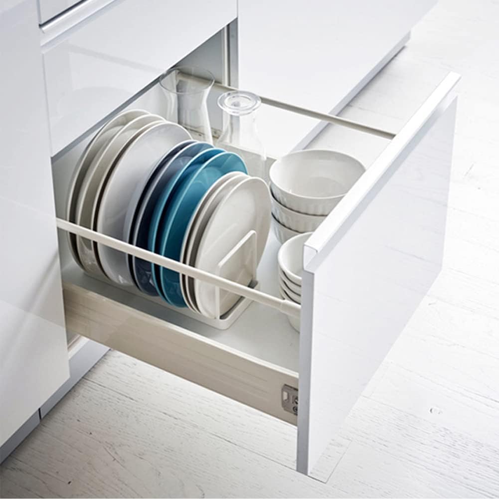 Plate Home Accented Storage Rack, Plate Holders Organizer, Metal Dish Storage Dying Display Rack for Cabinet, Counter and Cupboard, White