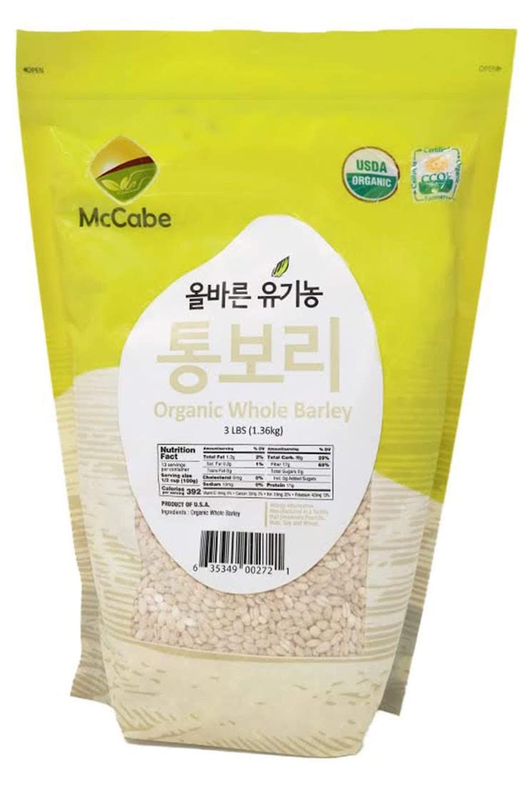 McCabe Organic Regular Pearled Barley - Pearled Barley Organic | Rich with Fiber & Minerals | USDA and CCOF Certified | Product of USA | 3Lbs (Pack of 2)