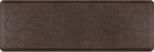 WellnessMats Anti-Fatigue Bella Motif Mat, 72 Inch by 24 Inch, Antique Dark