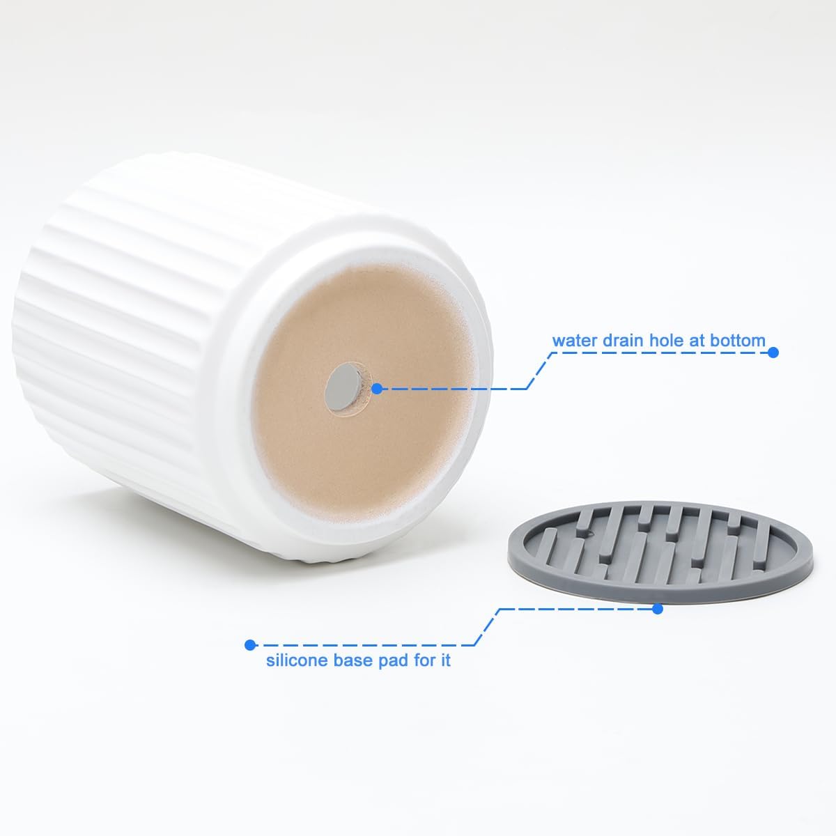 Kitchen Holder for Cooking Utensils, Kitchen Crocks for Storing Utensils (H5.51” x W4.92”), Flatware & Utensil Storage Spoon Stand Ceramic, Includes Silicone Drying Mat Milk Tea Color