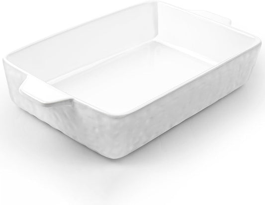 4 QT Baking Dish, Casserole Dishes for Oven, 9x13 Baking Pan with Handles, Lasagna Pan Deep, Ceramic Casserole Dish Oven Safe for Baking, Lasagna, Kitchen, Wedding Gift (White)