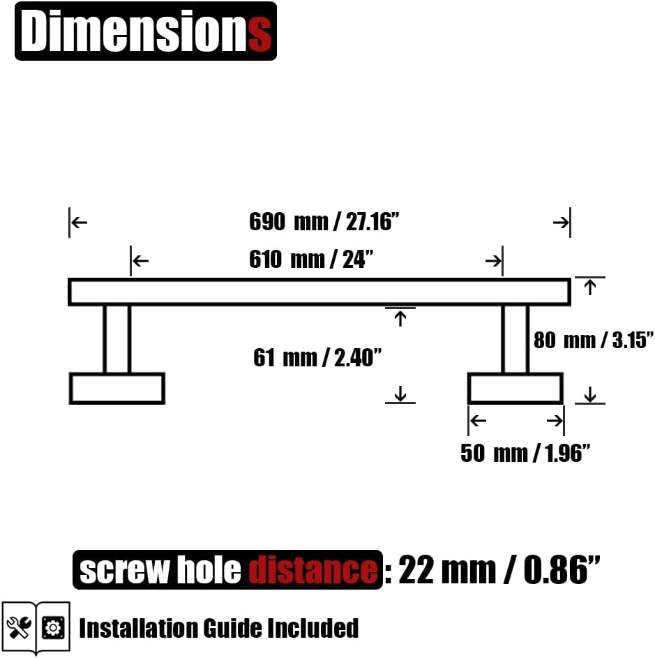 JQK Chrome Towel Bar, 27 Inch 304 Stainless Steel Thicken 0.8mm Towel Rack Bathroom, Towel Holder Polished Finished Wall Mount, Useable Length 24 Inch 2 Pack, TB110L24-CH-P2
