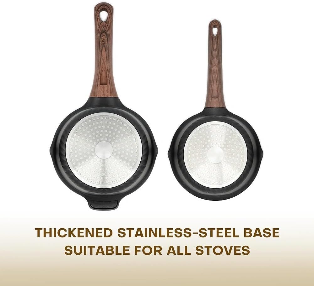 Vinchef New Nonstick Sauce Pot Set with Lids, 3QT Saucepan & 4QT Saucepot,Dishwasher Safe,Induction Compatible, Scratch/Stain Resistant, Stay-Cool Handles, PFAS-Free, Black