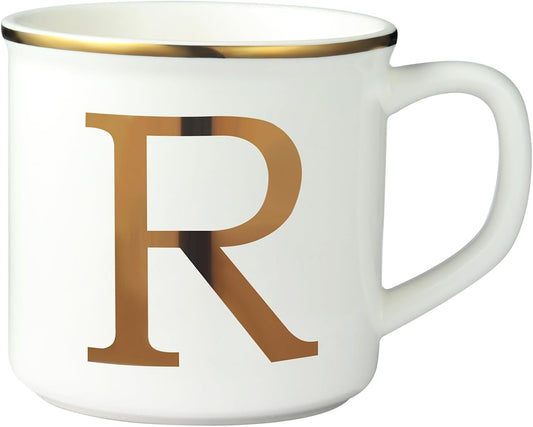 Miicol Ceramic Coffee Mug 16 oz, Monogram Coffee Cup, Golden Initial Tea Mug, Personalized Tea Cup, Unique Gift, Large Mug for Home, Office, Letter R
