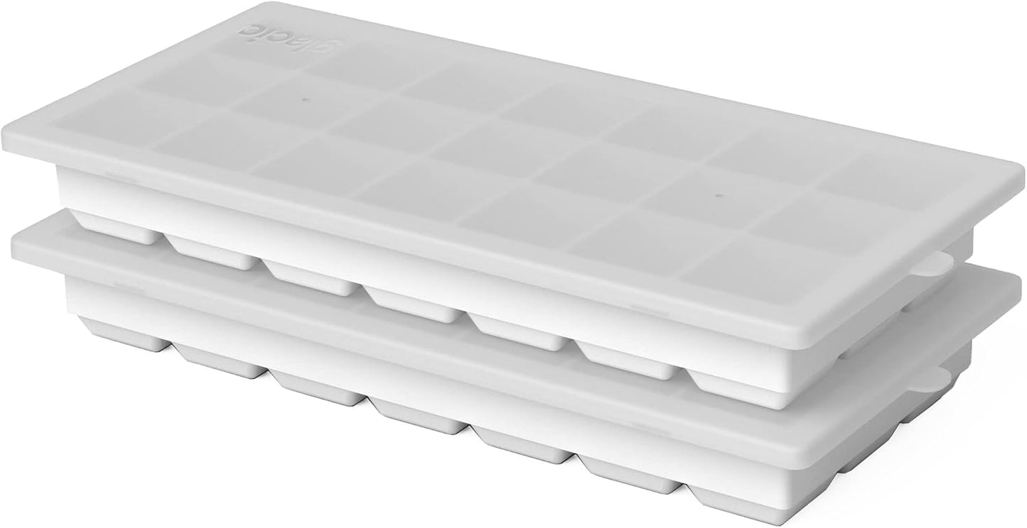 glacio Ice Cube Tray – Small Silicone Molds with Lids, BPA-Free and Flexible for Cocktails and Beverages – Set of 2