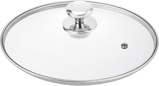 Glass Lid for 12 Inch Stainelss Steel Cast Iron Skillets Frying Pans, 30cm Tempered Lids for Dutch Ovens, 12 In Pan Cover with Stainless Steel Rim for Stock Pots, Dishwasher Safe