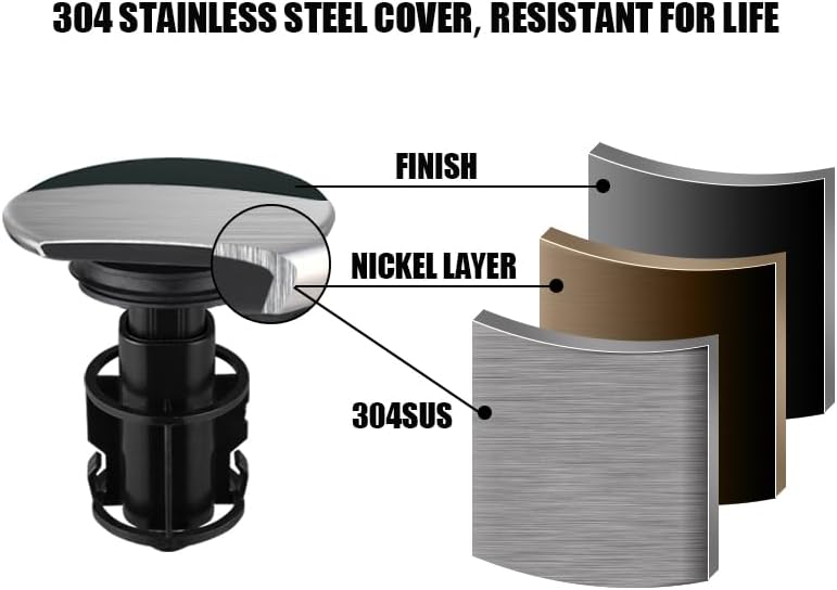 Bathroom Sink Drain, Pop Up Drain Stopper with Overflow, Lavatory Vanity Vessel Sink Drain Assembly, Matte Black