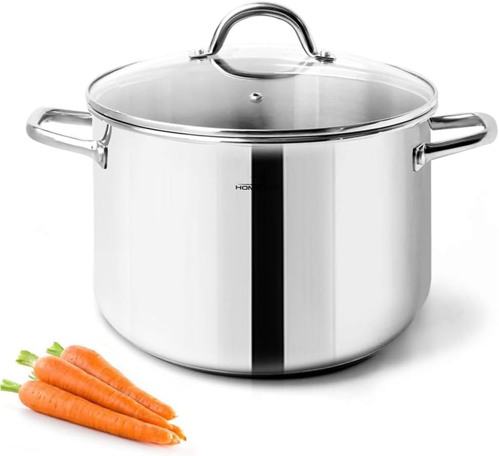 HOMICHEF Small Stock Pot 4 Quart Nickel Free Stainless Steel - 4 Qt Stockpot With Lid - Induction Pot