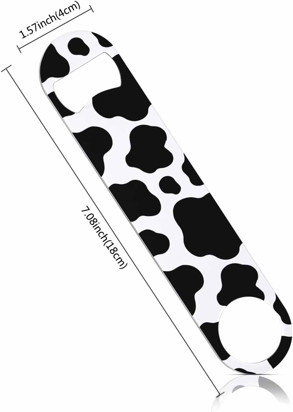Cow Texture Stainless Steel Bottle Opener Jungle Animal Black and White Print Spot Skin Fur Pattern Flat Beer Bottle Opener Keychain for Home Kitchen Bar Restaurant Party Birthday Gift