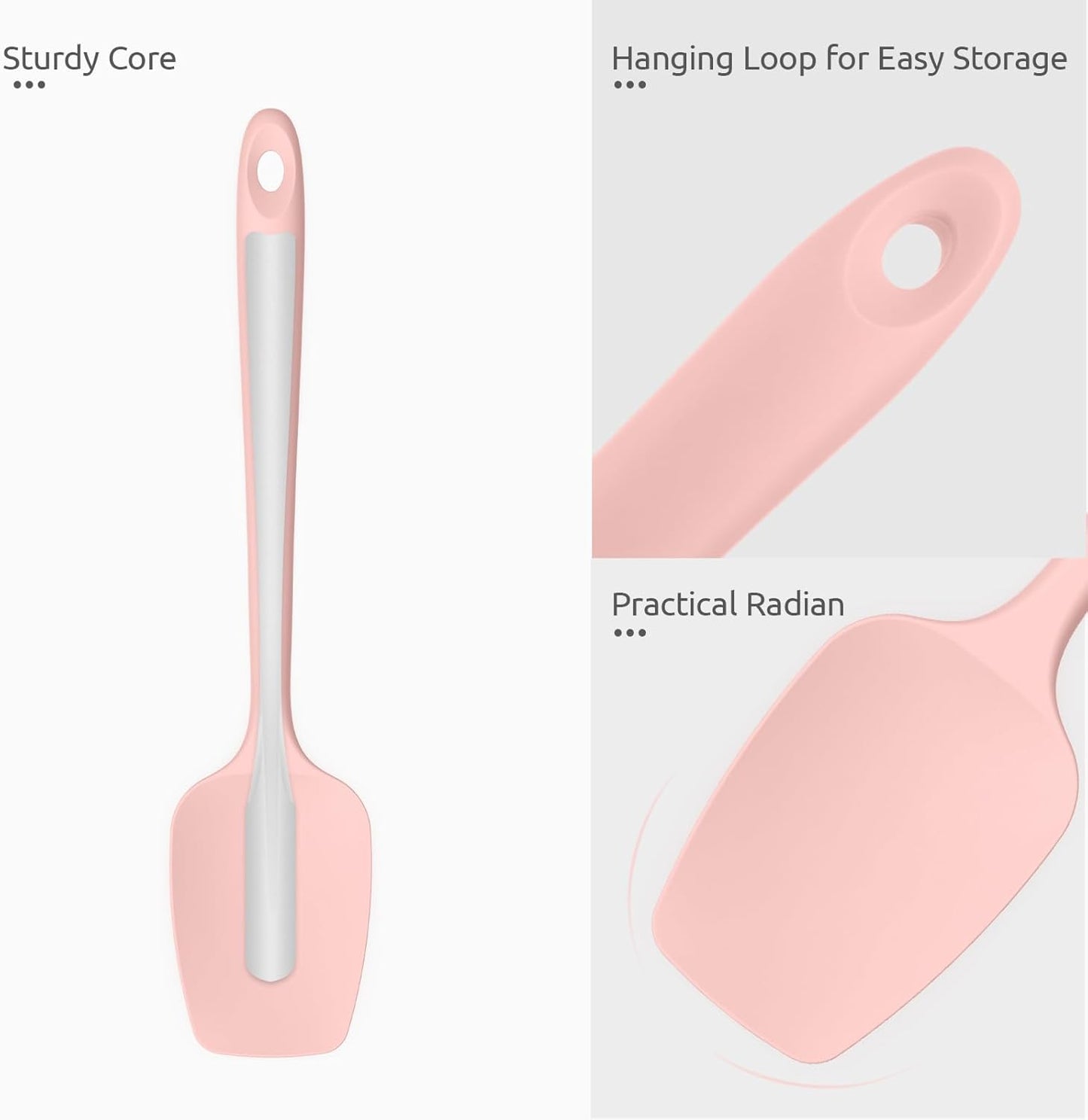 Heat Resistant Silicone Spoon Spatula: U-Taste 600ºF High Heat Flexible 11.38in Silicon Mixing Stirring Cooking Scraping Baking Bowl Scraper, Seamless for Kitchen Nonstick Cookware (‌Pink‌)