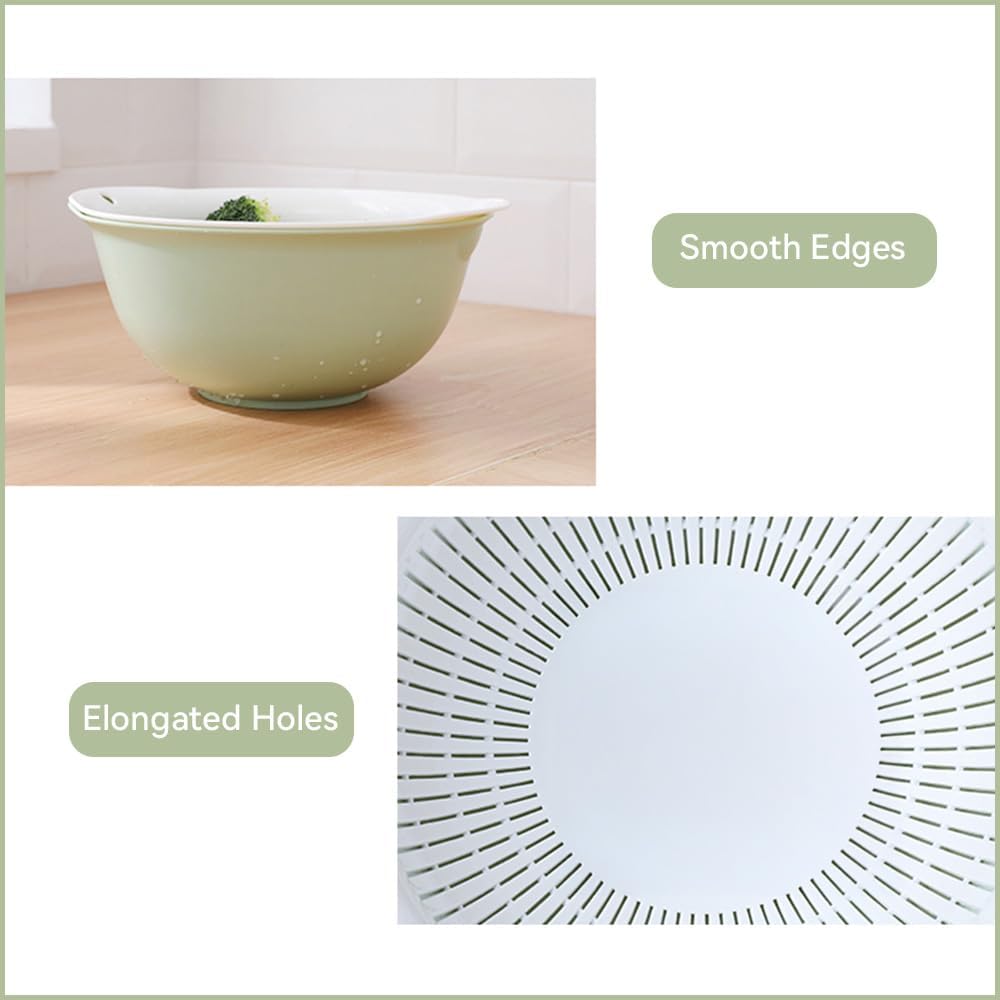 Colander Bowl Set of 2, Nesting Large Capacity Plastic Food Strainer for Pasta, Vegetables and Fruits Washing Draining Basket, Space Saving, BPA Free
