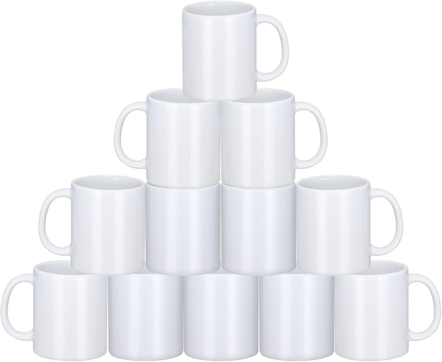 Sublimation Mugs, 12Pcs Coffee Mugs Blank White Ceramic Coffee Mug Set Sublimation Cups 11 oz Christmas Coffee Mug for Hot Chocolate Latte Tea Milk DIY Products