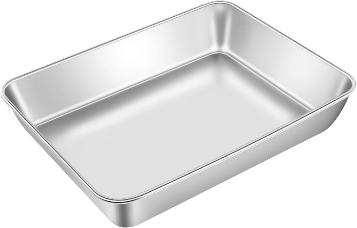 Non-Stick 304 Stainless Steel Baking Sheet Pan - 12"x9"x2" Multipurpose Dishwasher Safe Cookie Sheet | Healthy, Warp & Rust Resistant Bakeware for Pizza, Lasagna, Roasting