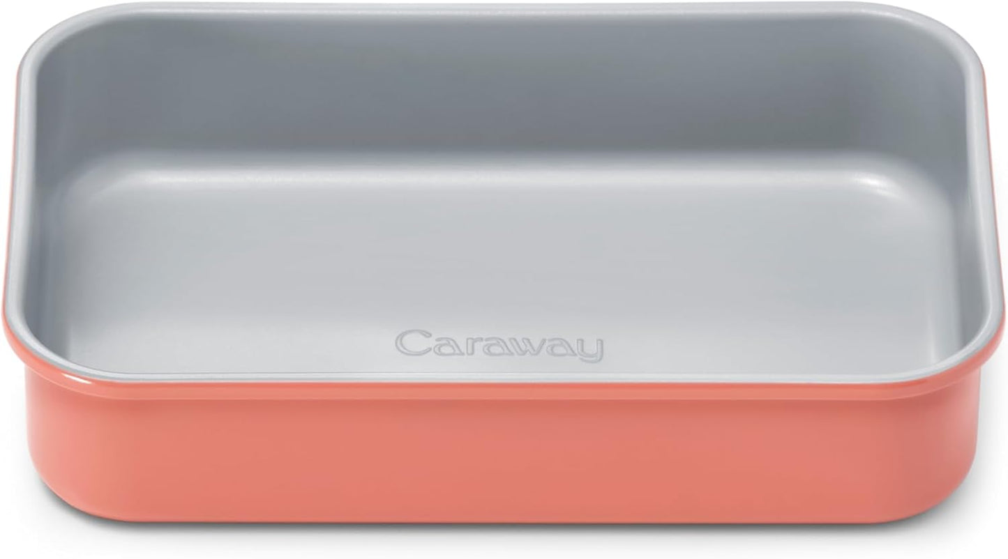 Caraway Nonstick 9” x 6.5” Small Rectangle Baking Pan – Non-Toxic, PTFE & PFOA Free – Aluminized Steel Core – Deep Ceramic Baking Pan for Casseroles, Lasagna & More - Perracotta