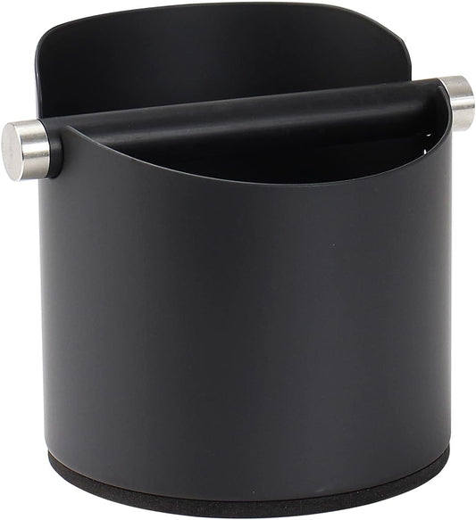DIBTSA Large Size Coffee Knock Box, Espresso Knock Box Stainless Steel Espresso Machine Accessories with Removable Knock Bar and Non-Slip Base Coffee Grounds Container Bin (Black)