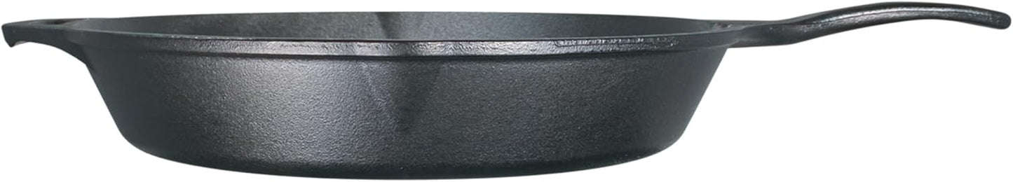 Lodge 13-1/4 Inch Cast Iron Pre-Seasoned Skillet – Signature Teardrop Handle - Use in the Oven, on the Stove, on the Grill, or Over a Campfire, Black