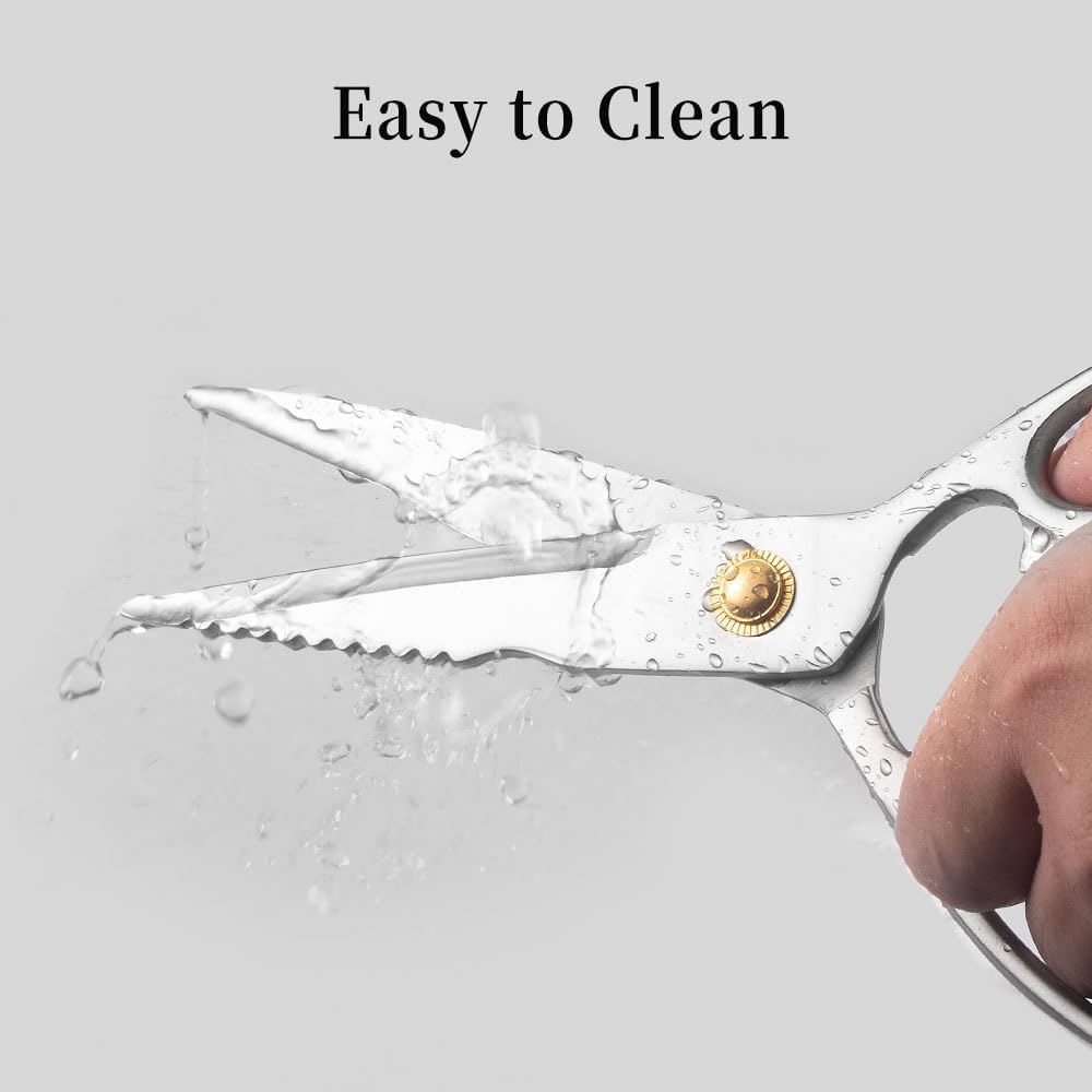 Professional Kitchen Scissors - Heavy Duty Food Scissors - Stainless Steel Utility Shears - Cutting Tools for Vegetables, Meat, Fish & Pizza