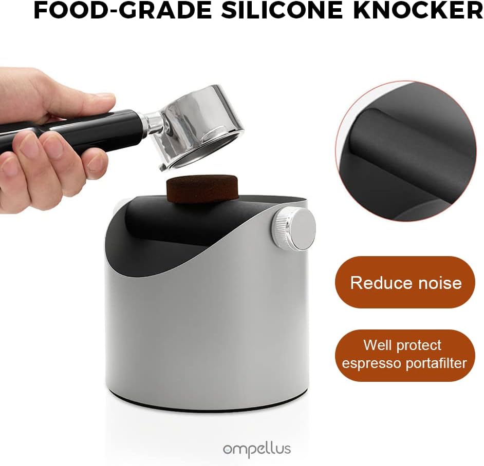 Espresso Knock Box, Large Capacity & Non-Slip Base Coffee Knock Box, Barista Tools, Espresso Machine Accessories (Gray-Small)
