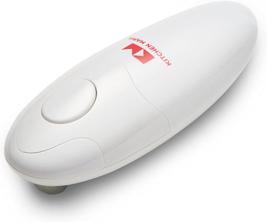 Kitchen Mama Auto Electric Can Opener: Safe, Easy with One Touch, Smooth Edge, Battery Operated, Cordless, Automatic Can Opener for Seniors with Arthritis, Hand Free Appliances, YES YOU CAN (White)