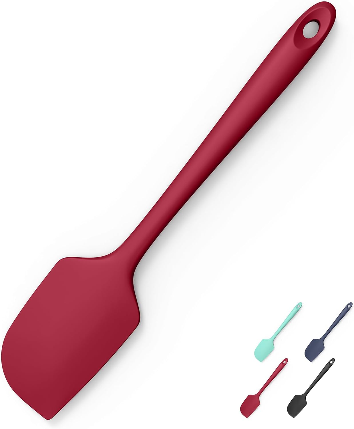 600°F Heat Resistant Silicone Spatula, Doosu High Temp Flexible Kitchen Rubber Bowl Scrapers Food Grade Seamless Baking Supplies Scratch-Proof for Scraping Non-Stick Pans (Red, 11.4in)