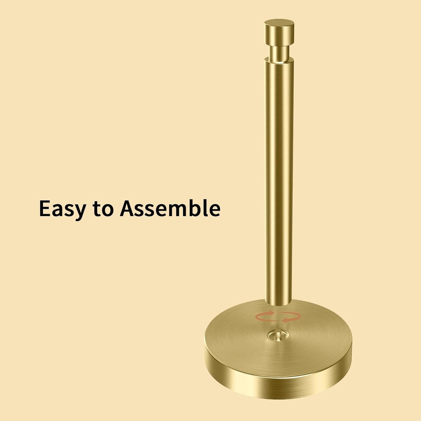 Paper Towel Holder Countertop, Paper Towel Holder with Weighted Base Non Slip, Standing Paper Towel Roll Holder for Kitchen Bathroom, Easy One-Handed Operation, Stainles Steel (Gold)