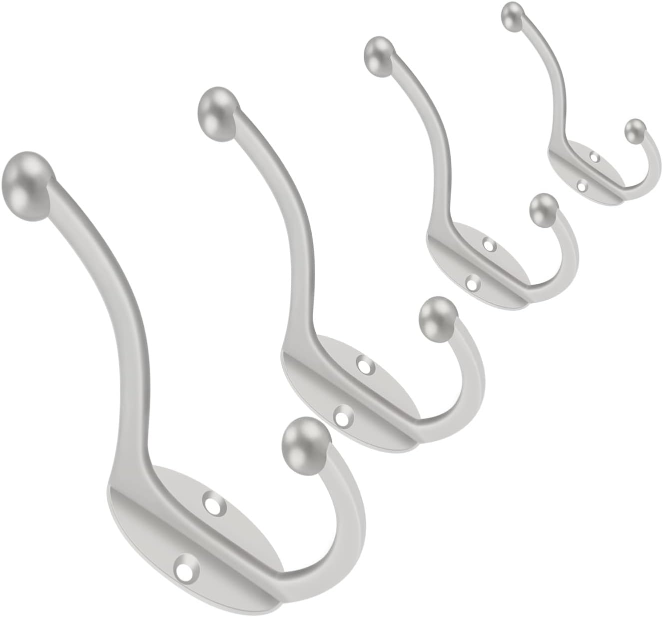 ZEYU Wall Hooks, 10Pcs Coat Hooks Hardware Towel Hooks for Hanging Coats Double No Rust Black Robe Hooks Wall Mounted with Screws for Key, Towel, Bags, Cup, Hat