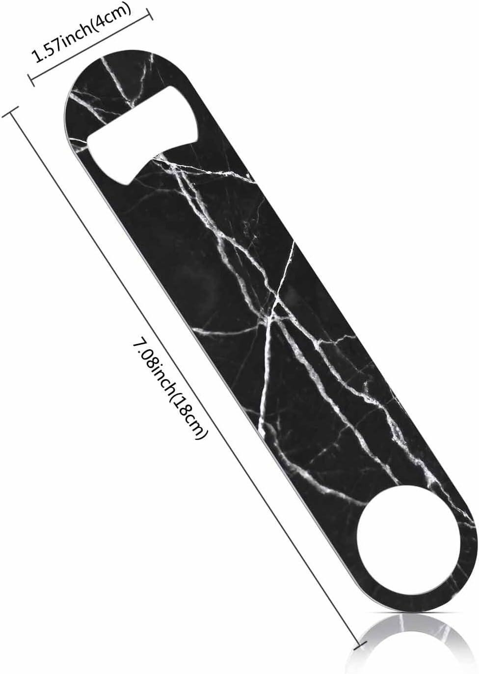 Black Marble Stainless Steel Bottle Opener Dark Texture with White Cracked Wave Art Flat Beer Bottle Opener Keychain for Home Kitchen Bar Restaurant Party Birthday Gift