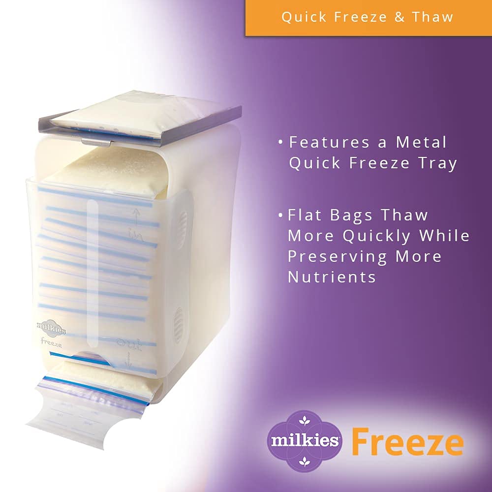 Fairhaven Health Milkies Freeze Organizer for Breast Milk Storage Bags Freezer | Breastmilk Storage Container Storing System for Freezing Breastmilk | Use with Standard Milk Bags