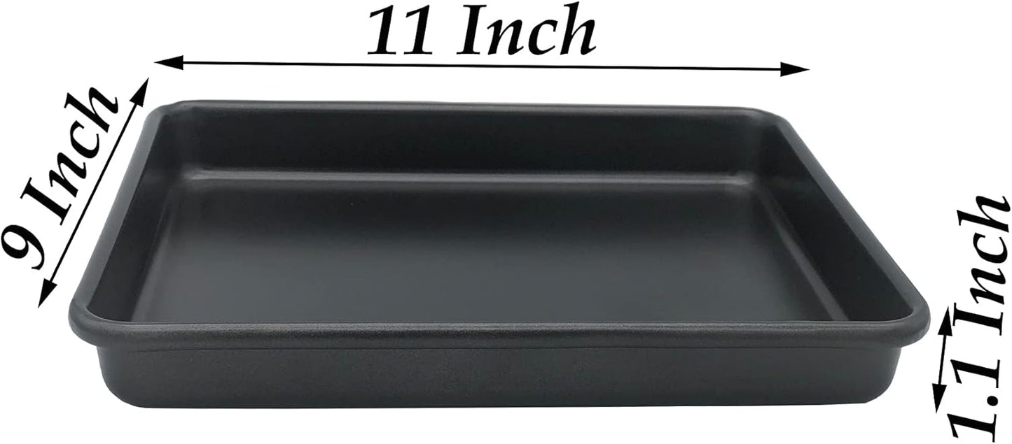 Small Cookie Sheets 11X9 Inch 2Pcs Mini Baking Pan Toaster Oven Tray Nonstick Thicken Brushed Carbon Steel Magnetic No Warp 1 to 2 Person Bakeware By HYTK