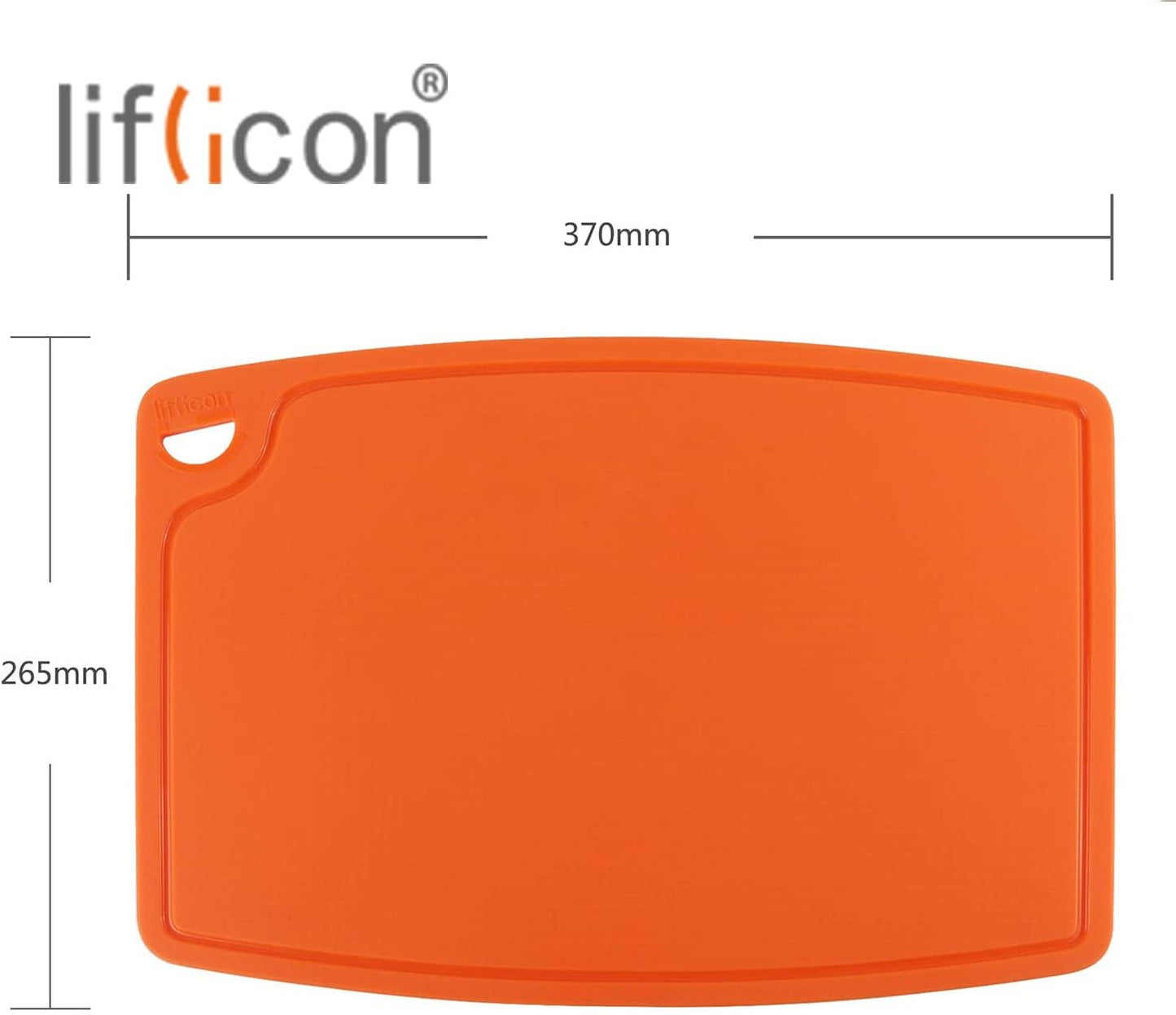 Extra Large Thick Silicone Cutting Boards for Kitchen 14.6'' x 10.43'' Flexible Cutting Chopping Boards/Mats Non-slip Deep Drip Juice Groove, Dishwasher Safe-Orange