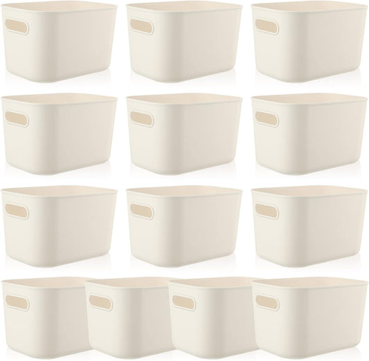 Zopeal Plastic Storage Bins 10 Pcs White Pantry Organizer Bins Small Baskets Storage Containers for Home Kitchen (10 x 7 x 6 Inch)