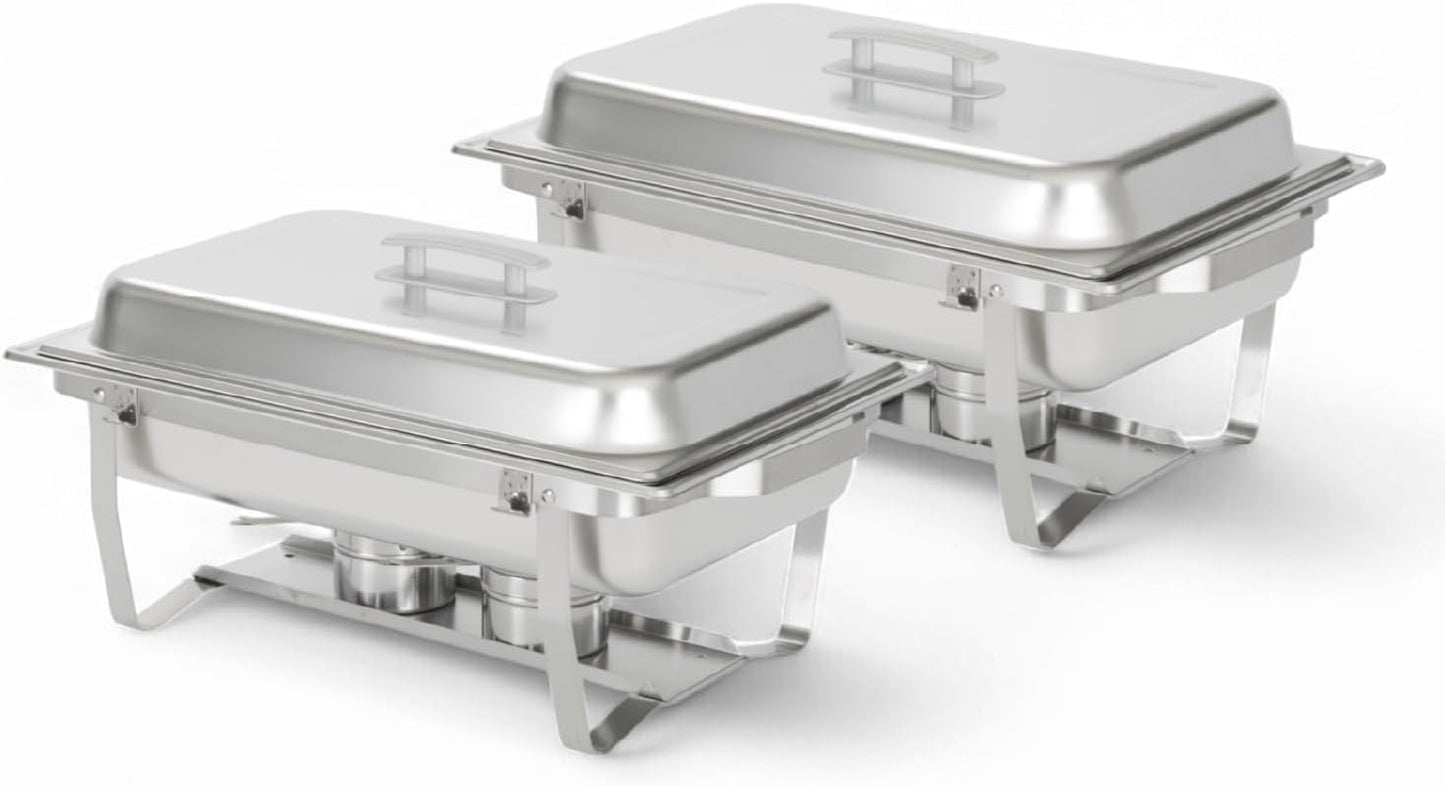 70012-Gray 2 Pack 8QT Chafing Dish High Grade Stainless Steel Chafer Complete Set, 8 Qt, Alpine Gray Handle