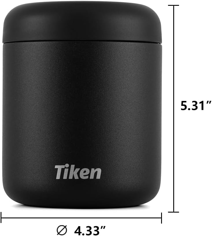 Tiken Airtight Coffee Canister Compact Size for Outdoors - Double Wall Stainless Steel, UV Blocking, Switchable to Food Storage Container 660ml Black