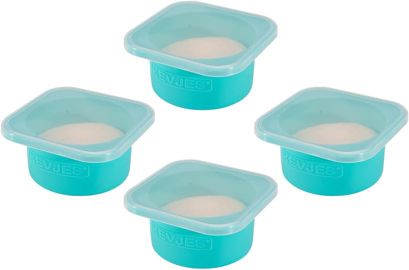 Stackable Silicone Artisan Pizza Dough Proofing Proving Containers with Lids-4 pack-500ml portion (Blue)