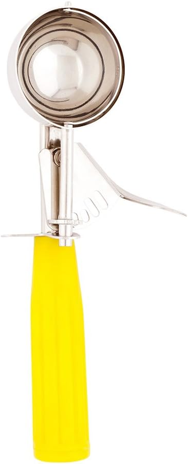 Restaurantware Met Lux 2 Ounce Portion Scoop 1 Trigger Release Cookie Scoop - With Yellow Handle Stainless Steel Disher For Portion Control Scoop Cookie Dough Cupcake Batter Or Ice Cream