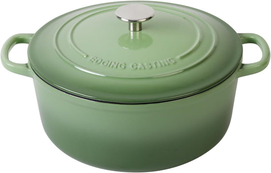 Enameled Cast Iron Dutch Oven Pot With Lid, 5.5 Quart, for Bread Baking, Cooking, Pistachio Green