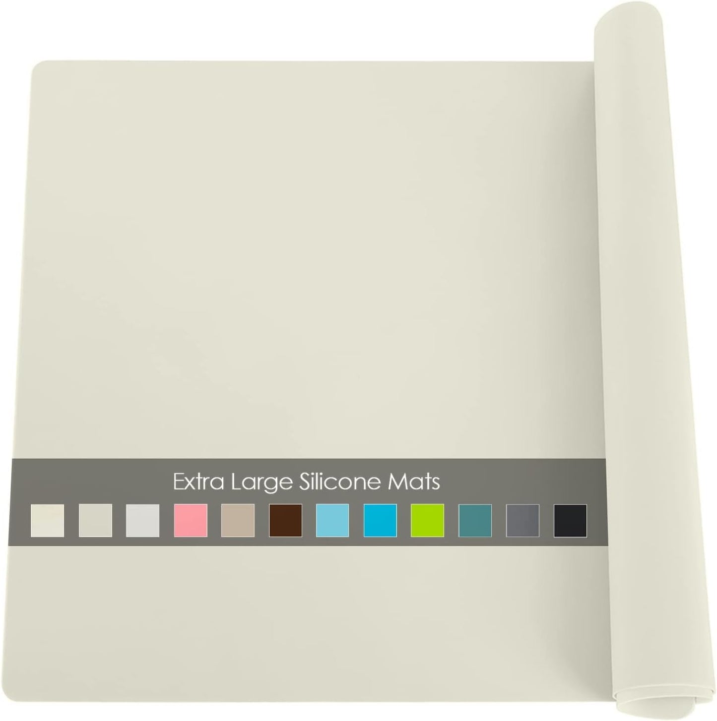 Extra Large Silicone Placemat, Food-Grade Flexible Silicone Mat Kids Non-Slip Dinner Placemat Waterproof Heat Insulation Countertop Protector Silicone Pastry Rolling Dough Mats 31.5x23.6'''Beige