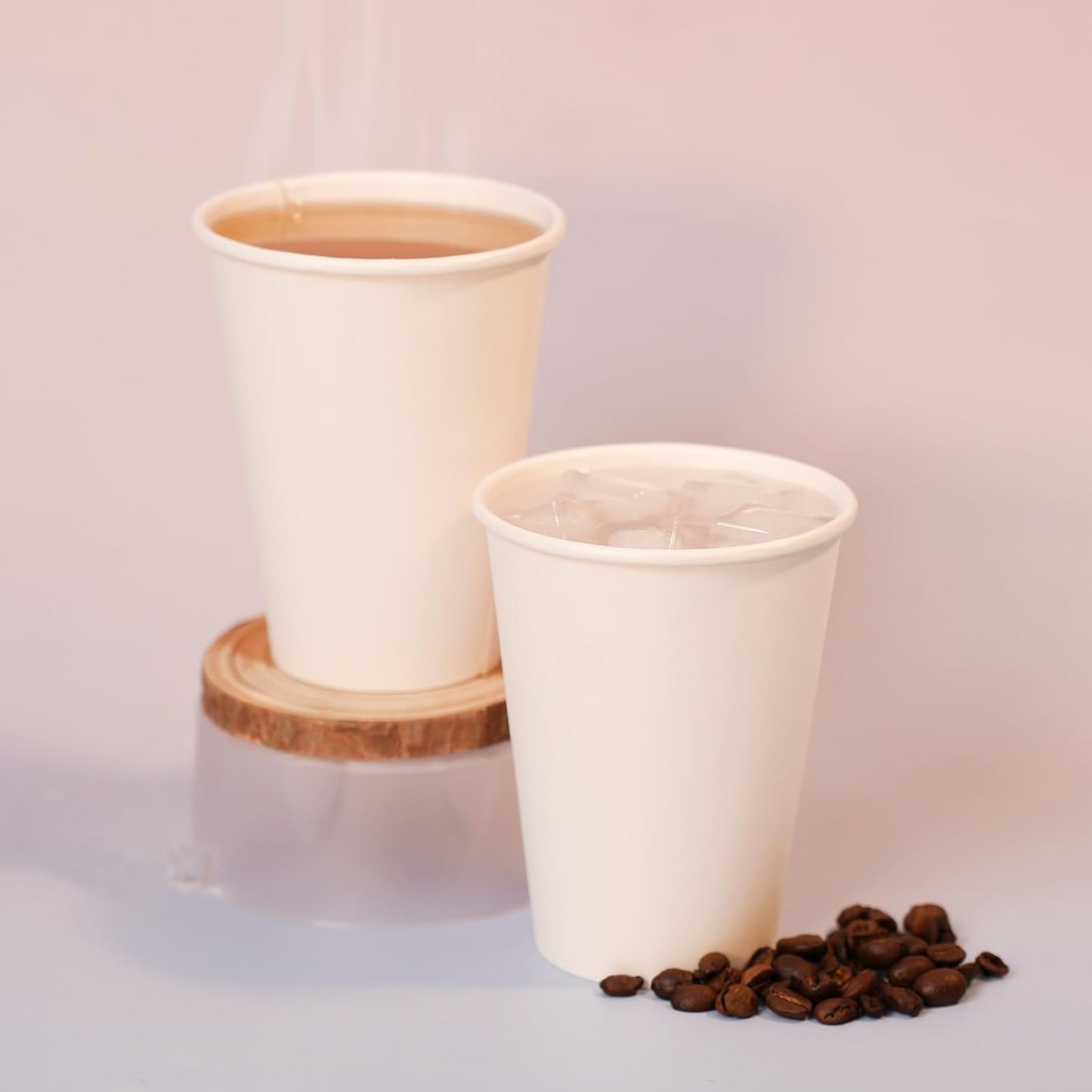 Disposable Coffee Cups 12 oz (500 Count), Paper Cups 12 oz bulk, Ideal for Hot Drinks, Coffee(white)