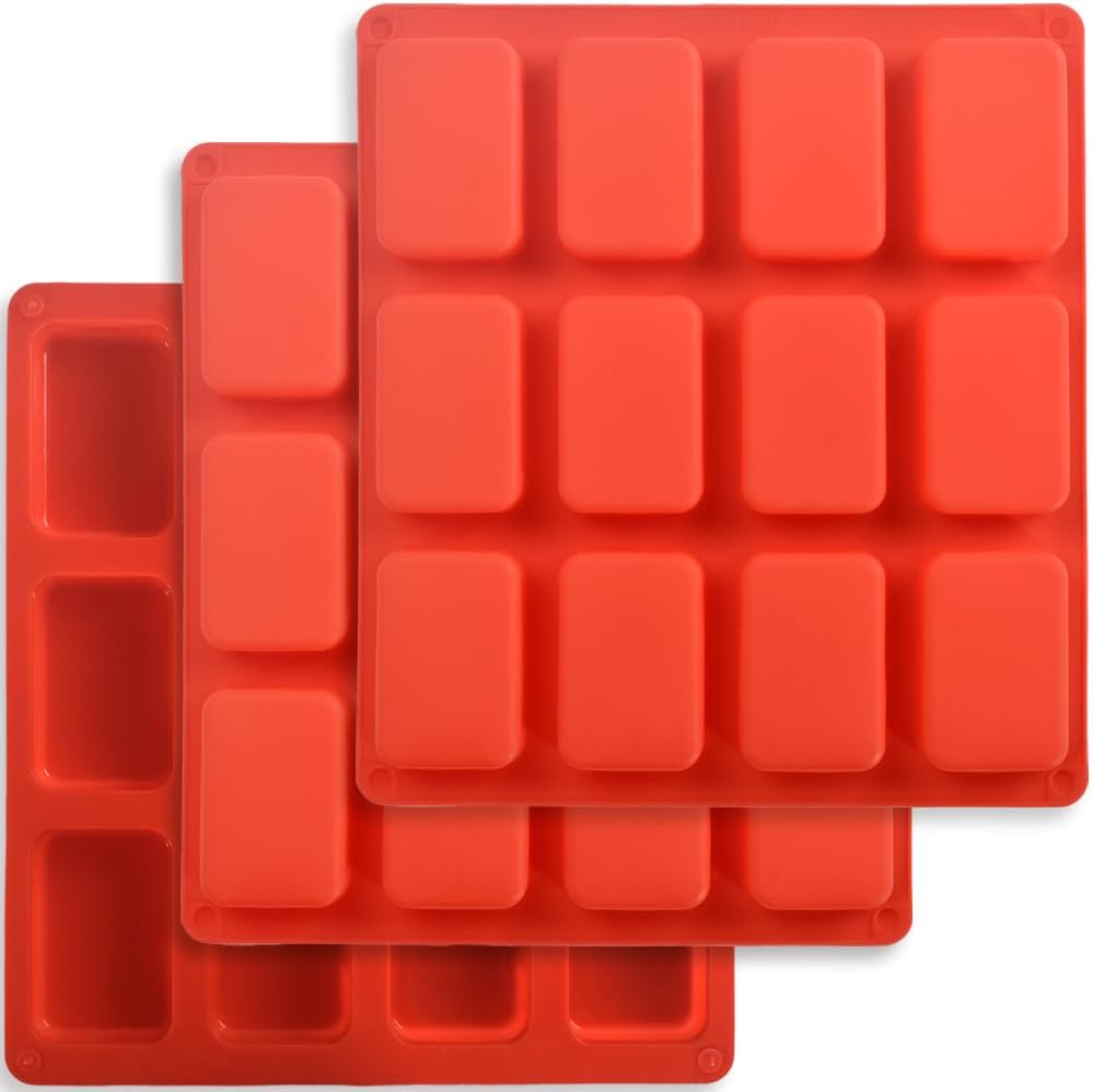 Silicone Loaf Pan, Non-Stick Mini Bread Pan, 12 Cavity Silicone Bread Baking Mold, for Loaf Cake, Bread, Meatloaf, Pack of 3