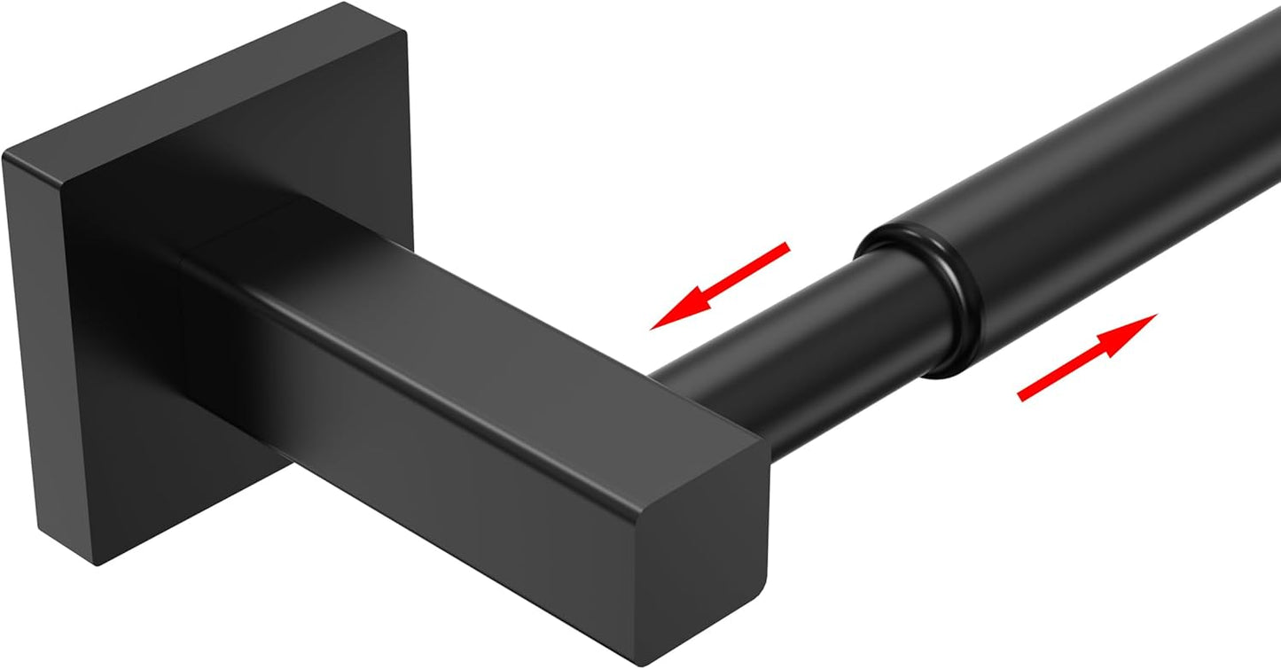 Adjustable Towel Bar, 14.4inch - 25.2inch Towel Rack, Wall Mounted for Bathroom, Kitchen Hand Towel Holder Cloths Hanger SUS 304 Stainless Steel Organizer Single Bar (Matte Black)