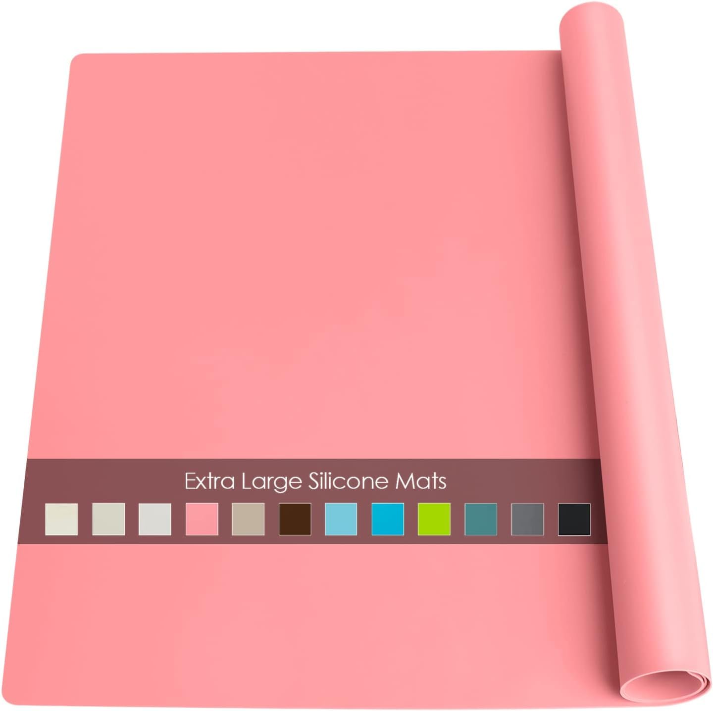 Extra Large Silicone Mats for Kitchen Counter, 27.6'' x19.7'' Silicone Placemats for Kids, Nonstick Silicone Mat for Baking Crafts, Nonskid Heat Resistant Mat Pink Kids Placemats for Table, Pink