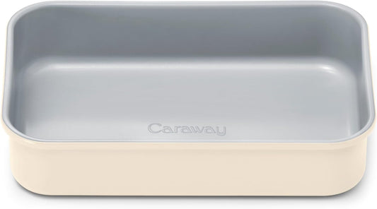 Caraway Nonstick 9” x 6.5” Small Rectangle Baking Pan – Non-Toxic, PTFE & PFOA Free – Aluminized Steel Core – Deep Ceramic Baking Pan for Casseroles, Lasagna & More - Cream