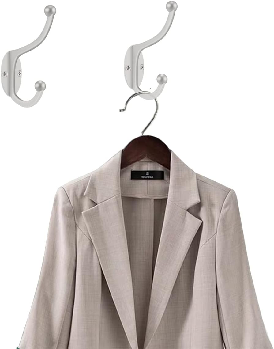 ZEYU Wall Hooks, 20Pcs Coat Hooks Hardware Towel Hooks for Hanging Coats Double No Rust Black Robe Hooks Wall Mounted with Screws for Key, Towel, Bags, Cup, Hat